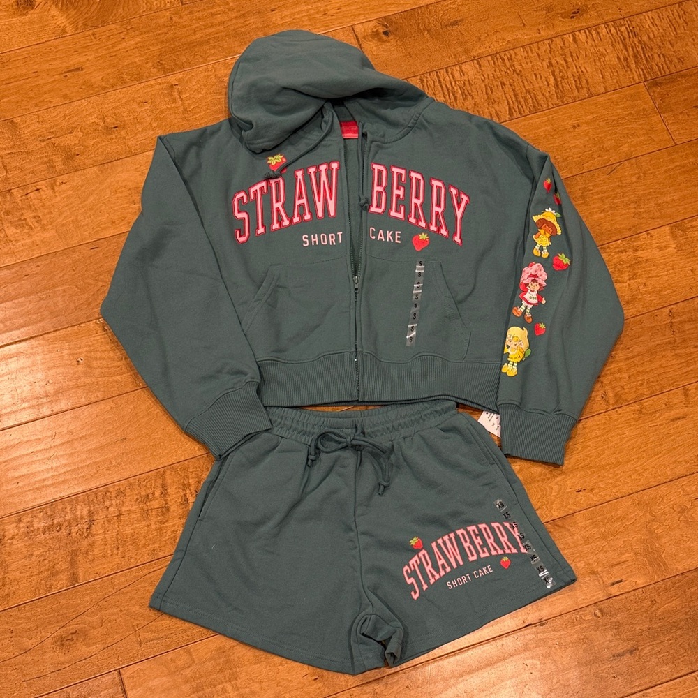 Strawberry Shortcake Women's Green Hoodie and Shorts Set